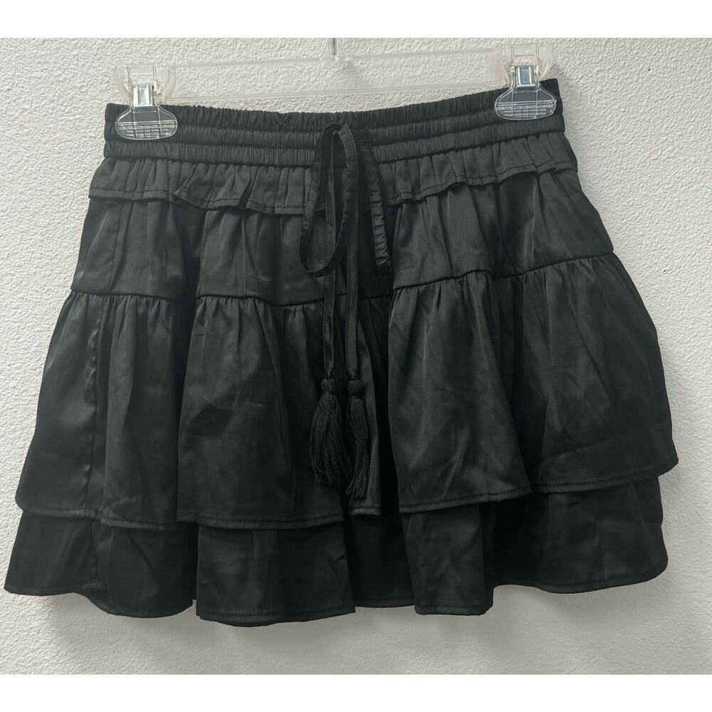 TCEC Skirt Skort Ruffled Black Size Small Elastic Waist
